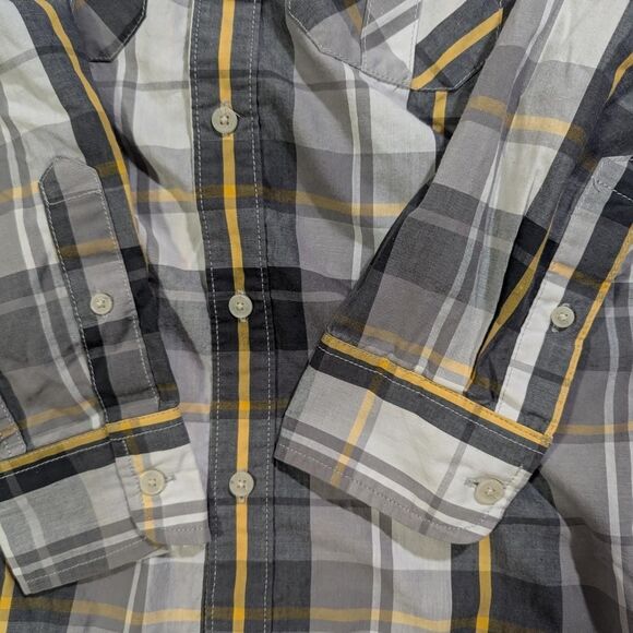 Boy's Youth Small Grey Checkered Button up Long Sleeved Shirt - Picture 3 of 5